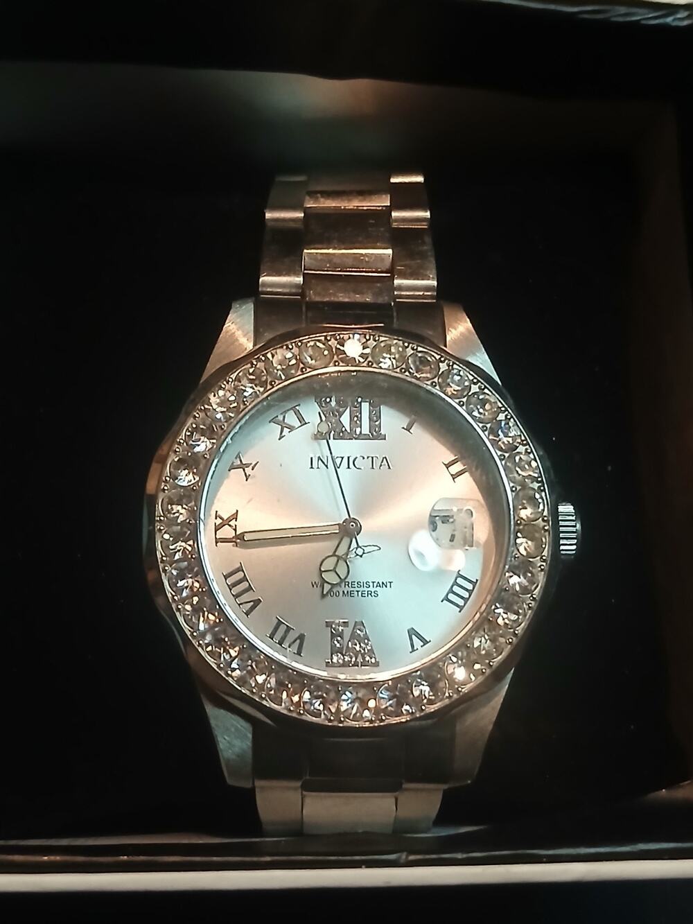 Invicta Women's Watch Pro Diver Crystal Bezel Silver Tone Dial SS Bracelet 15251